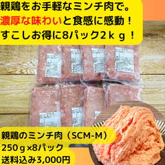 【小分けで便利！少しお得】親鶏のミンチ肉（SCM-M） 2kgセット（250ｇ×8パック）