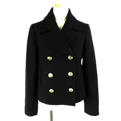 オゾック OZOC コート ピーコート ショート丈 長袖 ウール混 ブラック 黒 38