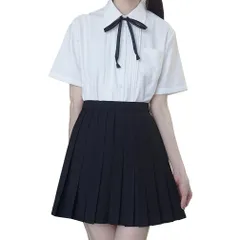 【迅速発送】BARYPORY レディース スカート 制服 42/45/48/60/80CM丈 無地 女の子 美脚 ライン ハイウエスト プリーツスカート 黒 紺 灰色 3色 22本 (M 48CM-ブラック)