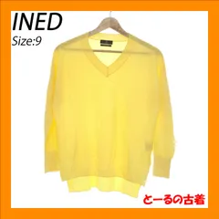 INED イネド トップス カットソー ニット 長袖 Vネック シンプル カジュアル おしゃれ レディース イエロー 9 キュプラ 日本製