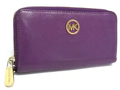 ■美品■ MICHAEL KORS マイケルコース レザー ラウンドファスナー 長財布 ウォレット レディース パープル系 DG9011