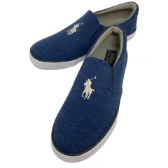 ポロ ラルフローレン POLO RALPH LAUREN レディースシューズ スリッポン ワンポイント 24 紺 ネイビー 青 ブルー 白 ホワイト