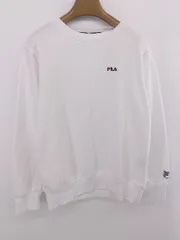 ◇ FILA フィラ シンプル ロゴ刺繍 裏毛 長袖 プルオーバー トレーナー サイズM ホワイト系 レディース E  【中古】 【1305250014135】