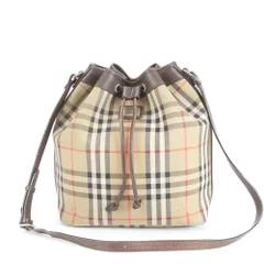 極美品 バーバリー ノバ チェック シャドーホース 巾着 レザー ショルダーバッグ 斜め掛け クロスボディ レディース ERE CV10-7【中古】