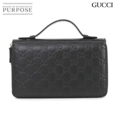 新品同様 グッチ GUCCI グッチシマ トラベル ドキュメントケース ラウンドファスナー 長財布 レザー ブラック 395474 90279120