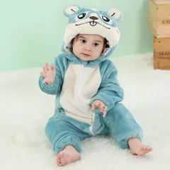 ☆ ブルー×ハムスター ☆ 90cm ☆ 着ぐるみ pmy0819 ベビー ロンパース カバーオール 着ぐるみ 赤ちゃん 子供 キッズ 子ども コスチューム コスプレ ハロウィン ファスナー ふわふわ フード付き アニマル 動物 どうぶつ 冬 あったか