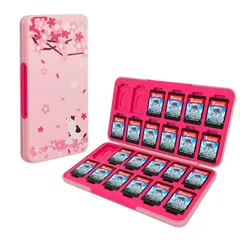 【新着商品】PGRTYOF Switch & Switch OLED用ゲームカードケース、【耐衝撃】ハードシェル保護・耐久24スロットカード&24スロットマイクロSDカード収納ホルダーボックス、スリムでポータブル (さくら) 1