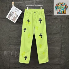 【今日特価】Chrome Hearts 2025 アボカドグリーン十字 カップルジーンズ-2-WTO輸入-WBB72