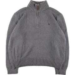 古着 ラルフローレン Ralph Lauren POLO by Ralph Lauren リブ編み コットンニットハーフジップセーター メンズXXL/eaa364705