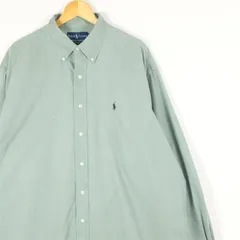 古着 大きいサイズ 旧タグ 90's ラルフローレン シルク混紡 長袖BDシャツ メンズUS-XLサイズ tn-1403n