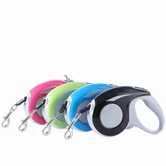 HSE金丸商店 犬用 リード 伸縮式 散歩 ひも お出かけ対応 ドッグリード 自動巻き ワンタッチボタン (ピンク, リード5m) [ピンク] [リード5m]