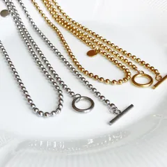 新品 匿名配送 マンテル シンプルボールチェーン ロングネックレス シルバー ゴールド 3way