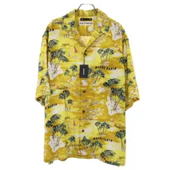 MINED MINEDENIM マインデニム ワコマリア WACKOMARIA GUILTY PARTIES コラボ 日本製 ハワイアン柄 半袖 開襟 アロハシャツ XL イエロー 柄合わせ メンズ 古着