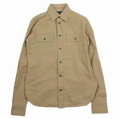 RALPH LAUREN ラルフローレン 長袖シャツ レザーエルボーパッチ 三角マチ付き ワーク シャツ ベージュ系 160/88A【中古】