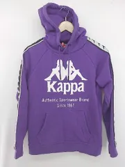 ◇ KAPPA カッパ カジュアル ロゴ 裏起毛 長袖 プルオーバー パーカー サイズS パープル ホワイト系 ブラック メンズ P 1308010001420