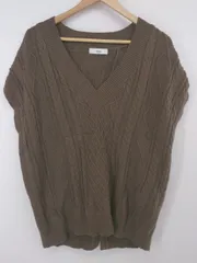 ◇ Discoat ディスコート ケーブル ニット Vネック 着回し スリット ベスト サイズF ブラウン レディース P  【1307060007246】