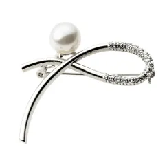 【B：シルバー×ワンサイズ】[Cream dot. クリームドット公式]  2タイプ ブローチ フォーマル 卒業式 卒園式 入学式 入園式 セレモニー ママスーツ パール キュービックジルコニア ビジュー クロス ピン 華やか 大人 上品  