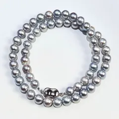 SV AKOYA ナチュラル 無調色 アコヤ パール ネックレス グレイ P7−7.5mm 33.1g 天然 本真珠 レディース アクセサリー 未使用品 aua32727r61114