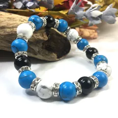 オニキス×ハウライト×ターコイズ パワーストーンブレス 10mm（シルバー）メンズ・レディース 男性・女性 数珠ブレス 開運  [3]