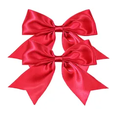 【人気商品】浴衣 発表会 結婚式 卒園式 袴 洋服 バレッタ ヘアアクセサリー クリップ 2個セット チア サテン 赤 子供 小さめ リボン 髪飾り GFun