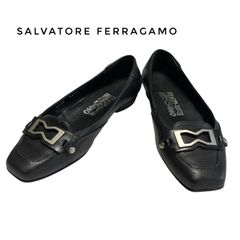 salvatore ferragamo パンプス　レザー　ブラック　22.5cm相当　ロゴ　ブランドのサムネイル