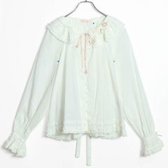 ピンクハウス☆フリルいっぱいローンブラウス ピコレース 七分袖  