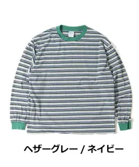 WALLA WALLA SPORT ワラワラスポーツ ロングスリーブ ストライプTシャツ ヘザーグレー/ネイビー m l メンズ レディース 長袖 ロンT M L 秋冬 大きいサイズ