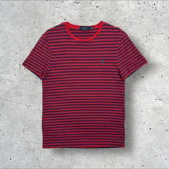 POLO RALPH LAUREN ポニー刺繍入り COSTUM FIT クルーネック ボーダー 半袖 Tシャツ M