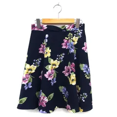 リランドチュール Rirandture スカート フレア ひざ丈 花柄 バックジップ プリント 2 紺 ネイビー /NT23