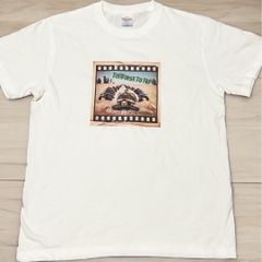 荒野を疾走するリクガメ軍団プリント 半袖TシャツM 白 オリジナルカメTシャツ