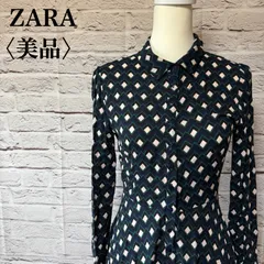 【ZARA】ザラ 幾何学柄模様 シャツワンピース ミニワンピース 長袖 サイズ USA S R-11
