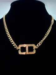 Christian Dior/クリスチャンディオール　レディース　ヴィンテージ　CDネックレス　喜平チェーン　ジュエリー　ワンポイント　AT109