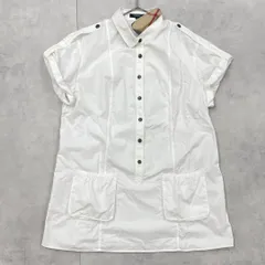 ◎BURBERRY LONDON　バーバリーロンドン　半袖　シャツ　ブラウス　ノバチェック柄　プルオーバー　大きいサイズ　46　3XL　コットン　白