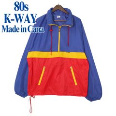 80s adidas K-way 別注 ナイロンジャケット ネイビー M 80s adidasアディダス トレフォイル ロゴ ツートン 切り替え