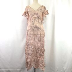 Makiris【マキリス】 シルク100%/ワンピース 【size:M程度/ロング丈/ピンク/ラメ/pink】シースルー/レディース/dress◆BJ010-c