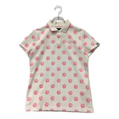 中古 レディース キャロウェイ Callaway 半袖ポロシャツ M 白 ホワイト 花柄 ハイビスカスプリント