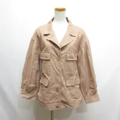 ヘザー Heather ボリューム サファリ ジャケット F ピンクベージュ 腰ひも付きのサムネイル