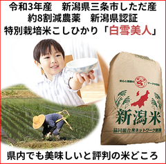 白米9kg+9kg 令和3年新潟県三条市しただ産　減農薬特別栽培米コシヒカリ