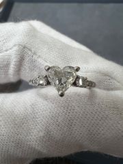 pt900ダイヤ ハートシェイプ  1.00ct/0.19ct  鑑定書有