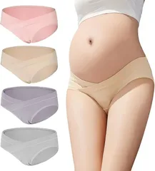 CM Tech マタニティショーツ 4枚セット ローライズ 綿 妊娠パンツ 産前 産後 コットン 抗菌防臭 妊婦下着 締め付けない パンティー 大きいサイズ B Style(B Style,  M)