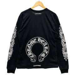 CHROME HEARTS クロムハーツ ホースシュー フローラルクロス プリント 長袖Ｔシャツ ブラック サイズ L 正規品 / 50842