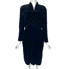 美品 CELINE シルク100％ バックVネック 膝丈 ノースリーブワンピース zyg1606rbic_2.jpg