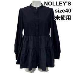 新品】ノーリーズ ストレッチ 2WAY ブラウス ボリューム袖 黒 両前 