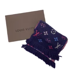 美品 LOUIS VUITTON ルイヴィトン M70899 エシャルプ ロゴマニア 2018年限定 レインボー シルク混 ニットマフラー ブルー×マルチカラー 箱付き
