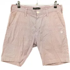 ★特価★ラフアンドスウェル ハーフパンツ レッド×ネイビー 細ストライプ メンズ M ゴルフウェア rough＆swell