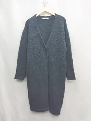 ◇ ⊇ MOUSSY マウジー ロング丈 ミドルゲージ ニット 長袖 カーディガン サイズFREE ネイビー レディース E  【1505130013894】