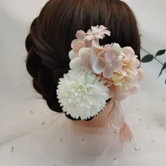 ☆ ベビーピンク ☆ 髪飾り お花 mmfwhr802b 髪飾り 花 花飾り ヘアアクセサリー 3点セット セット 垂れ パール ダリア 造花 髪かざり ヘアアレンジ 成人式 卒業式 袴 振袖 和装 着物 お祭り 浴衣 女の子 七五三 結婚式 スーツ