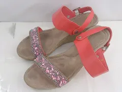 ◇ ESPERANZA オープントゥ 装飾 ウエッジソールサンダル （約22ｃｍ相当） レッド オレンジ系 レディース P  【1210180004814】