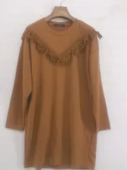 ◇ w closet ダブルクローゼット フリンジ 長袖 ミニ カットソー ワンピース サイズ F ブラウン レディース P  【1212150010733】のサムネイル