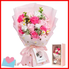 【即発送】そのまま飾れる 枯れない アレンジ 薔薇の花 ローズ ピンク フラワー 花 ディスプレイ 発表会 還暦祝い 退職祝い 結婚祝い 誕生日 母の日 開店祝い 卒業式 雑貨 インテリア シャボンフラワー 石鹸の花 造花プレゼント 花束 ギフト ソープフラワ